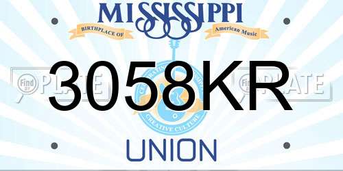 3058KR Mississippi License Plate