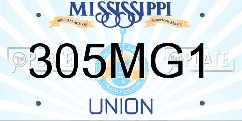305MG1 Mississippi License Plate