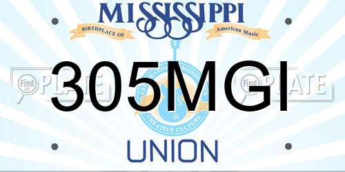 305MGI Mississippi License Plate