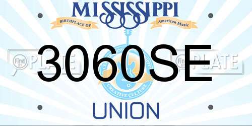 3060SE Mississippi License Plate
