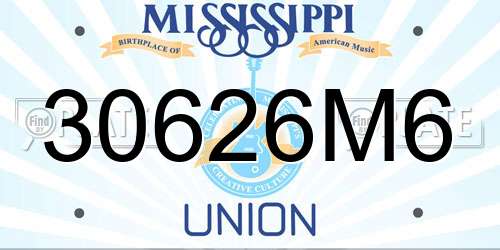 30626M6 Mississippi License Plate