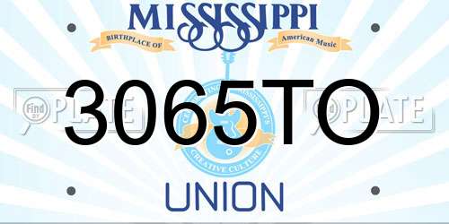 3065TO Mississippi License Plate