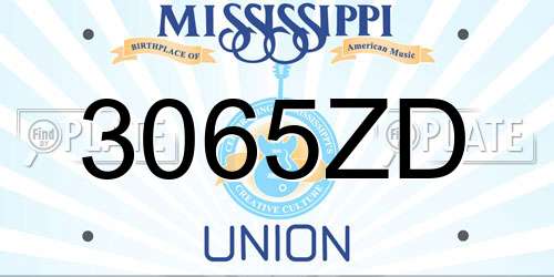 3065ZD Mississippi License Plate
