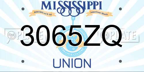 3065ZQ Mississippi License Plate
