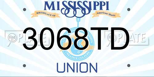 3068TD Mississippi License Plate