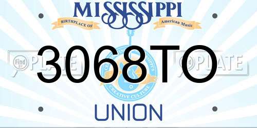 3068TO Mississippi License Plate