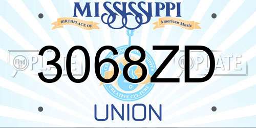 3068ZD Mississippi License Plate