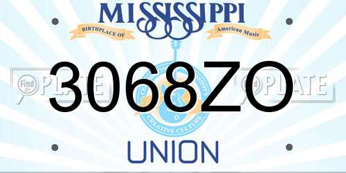 3068ZO Mississippi License Plate