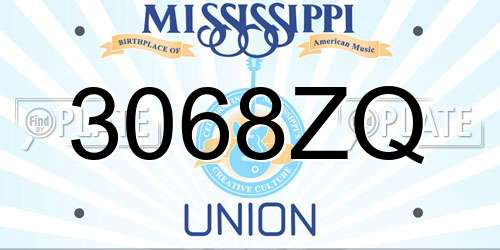 3068ZQ Mississippi License Plate