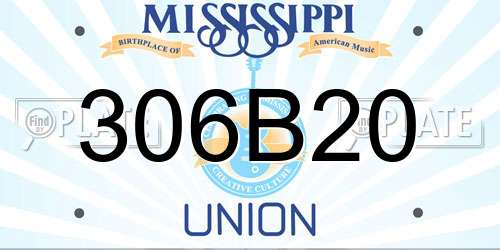 306B20 Mississippi License Plate