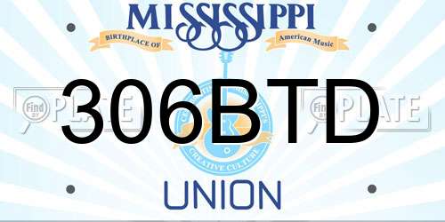 306BTD Mississippi License Plate