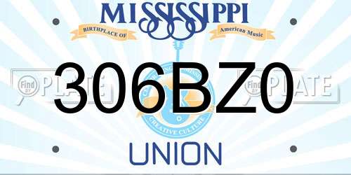 306BZ0 Mississippi License Plate