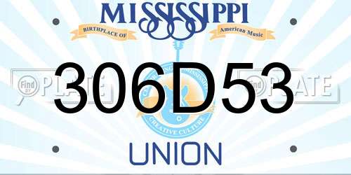 306D53 Mississippi License Plate