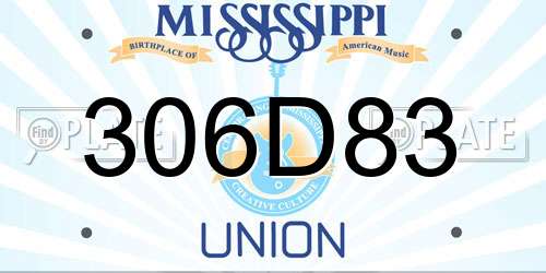 306D83 Mississippi License Plate