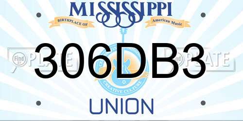306DB3 Mississippi License Plate
