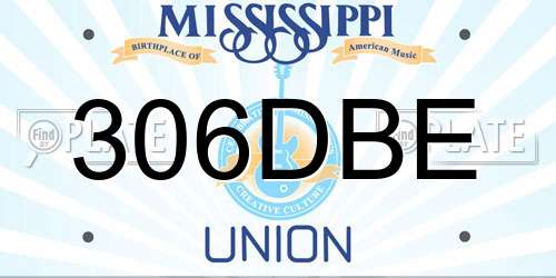 306DBE Mississippi License Plate