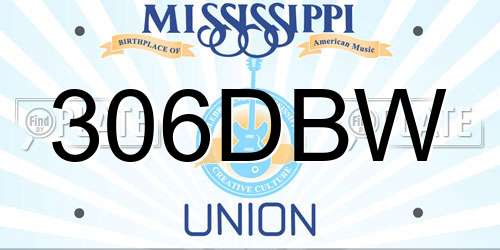 306DBW Mississippi License Plate