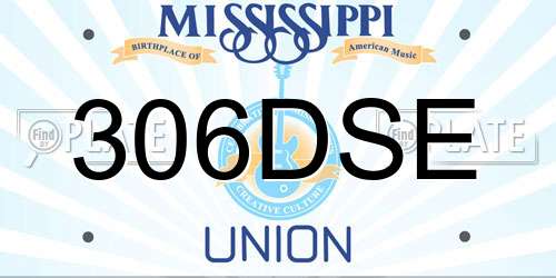 306DSE Mississippi License Plate