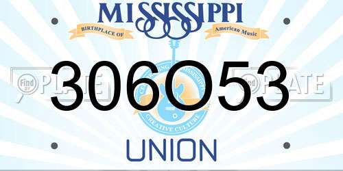 306O53 Mississippi License Plate