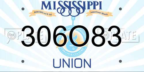 306O83 Mississippi License Plate