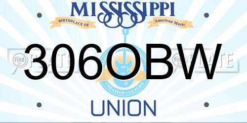 306OBW Mississippi License Plate