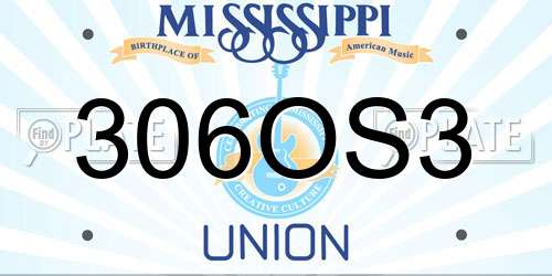 306OS3 Mississippi License Plate