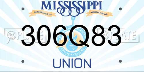 306Q83 Mississippi License Plate