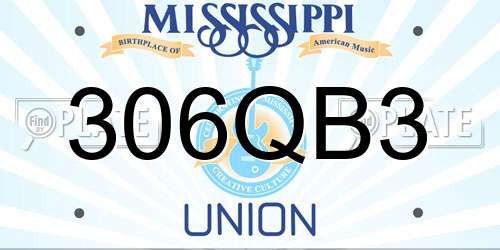 306QB3 Mississippi License Plate