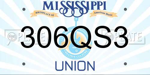 306QS3 Mississippi License Plate
