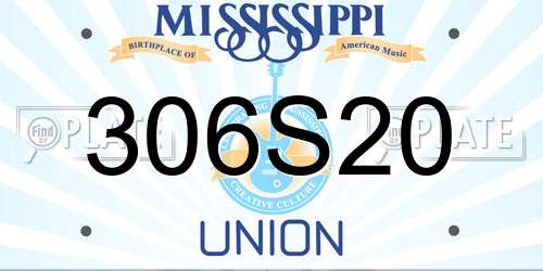 306S20 Mississippi License Plate