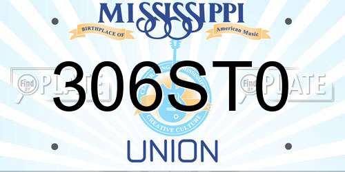 306ST0 Mississippi License Plate