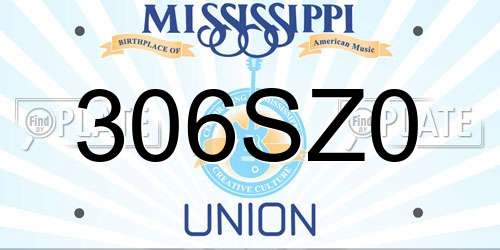 306SZ0 Mississippi License Plate