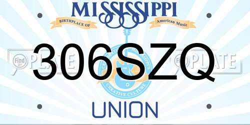 306SZQ Mississippi License Plate