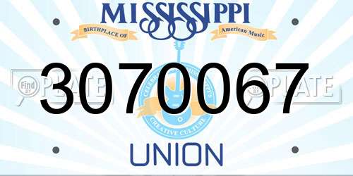 3070067 Mississippi License Plate