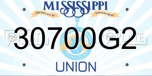30700G2 Mississippi License Plate