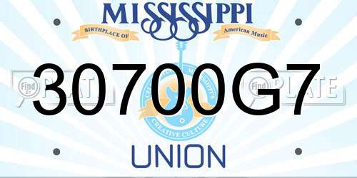 30700G7 Mississippi License Plate