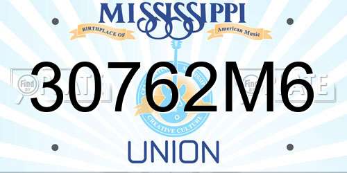 30762M6 Mississippi License Plate