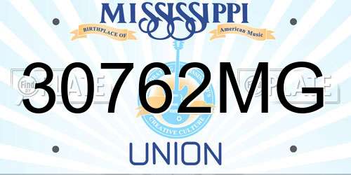 30762MG Mississippi License Plate
