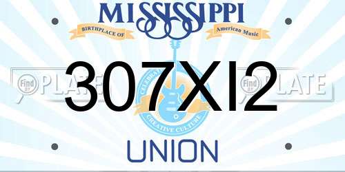 307XI2 Mississippi License Plate
