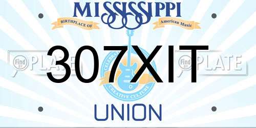 307XIT Mississippi License Plate