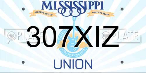 307XIZ Mississippi License Plate
