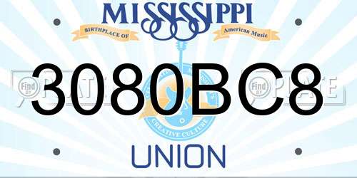 3080BC8 Mississippi License Plate