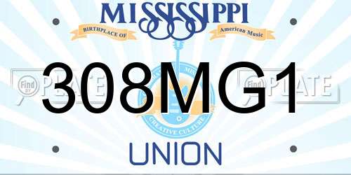 308MG1 Mississippi License Plate