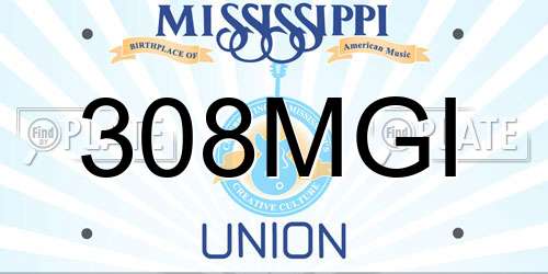308MGI Mississippi License Plate