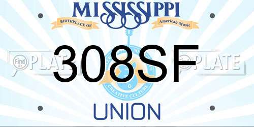 308SF Mississippi License Plate