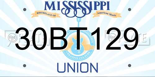 30BT129 Mississippi License Plate