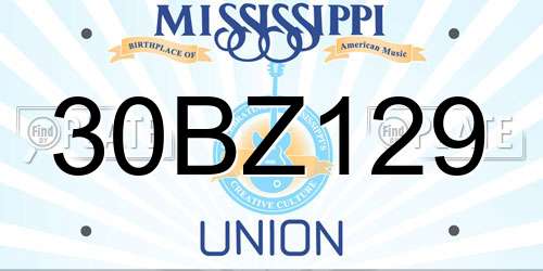 30BZ129 Mississippi License Plate