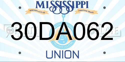 30DA062 Mississippi License Plate