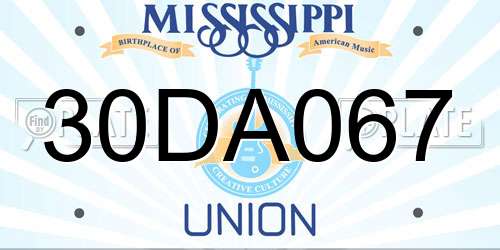 30DA067 Mississippi License Plate