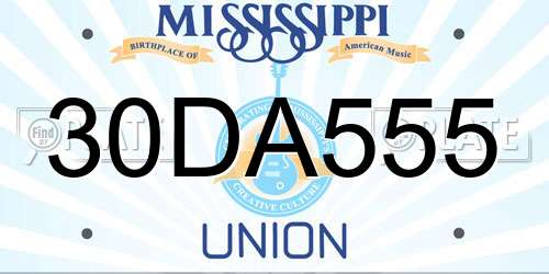 30DA555 Mississippi License Plate